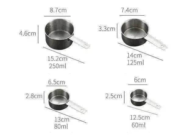 Stainless Steel Measuring Cup & Spoon Set, Stackable Spoons - EX-STOCK Canada