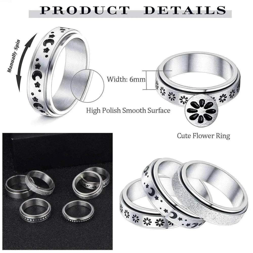 Stainless Steel Rotatable Elegant & Relieve Anxiety Rings - EX-STOCK Canada