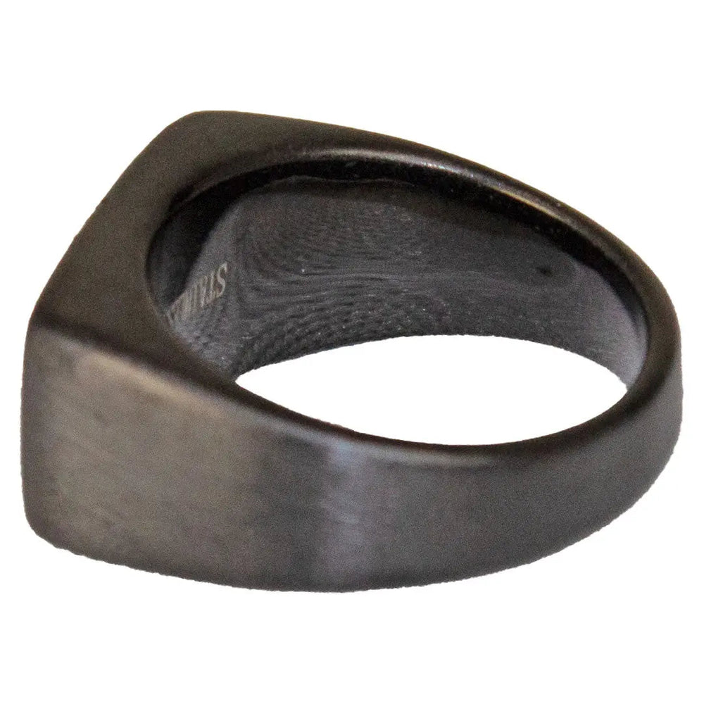 Anillo de sello para hombre SteelTime de acero inoxidable negro con detalle de piedraEX-STOCK Canada