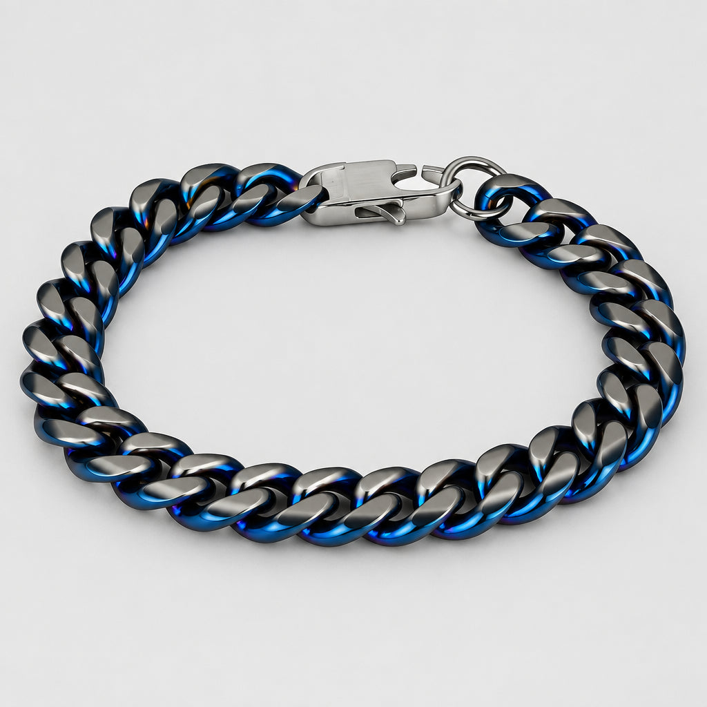 Steeltime Men's Cuban Link Chain Bracelet | Oxidized Stainless Steel