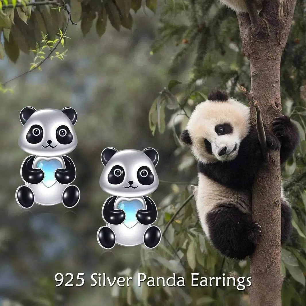 Sterling 925 Silver Panda Stud Ear Jacket Front Back Earrings - EX-STOCK Canada