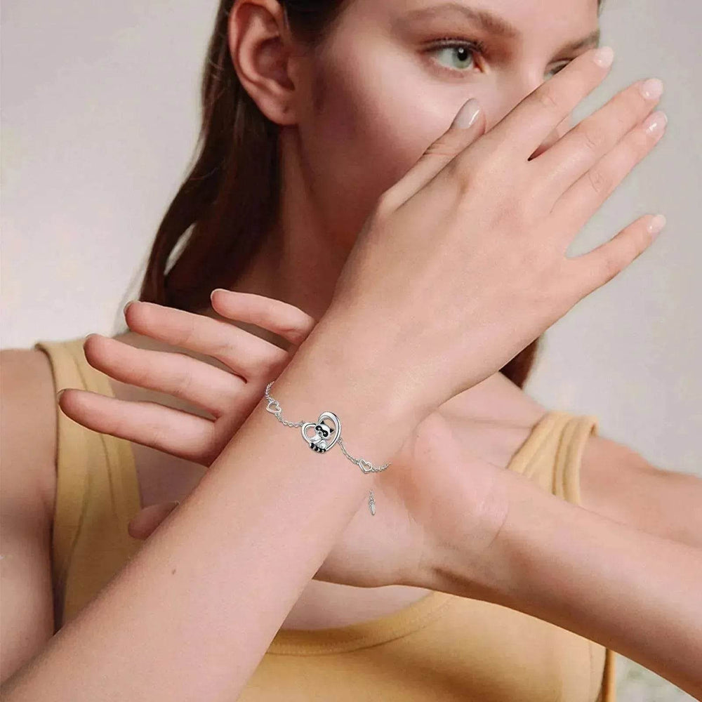 Sterling Silver 925 Heart Shaped Charm Raccoon Bracelet - EX-STOCK Canada