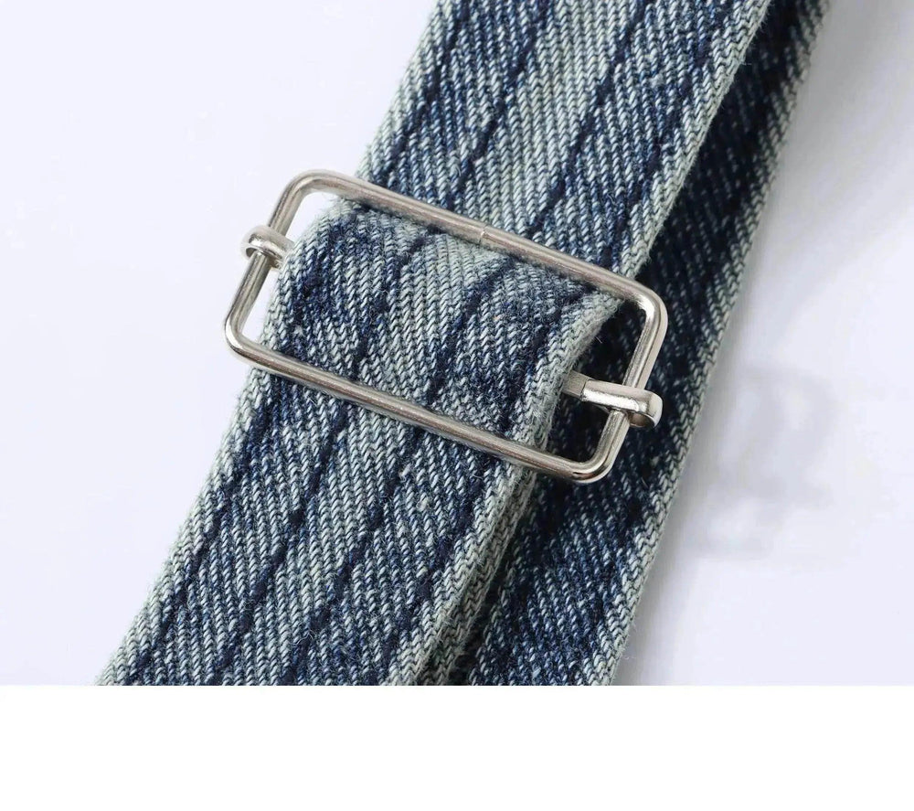 Pantalon en denim à jambes larges et droites avec bretelles - EX-STOCK Canada