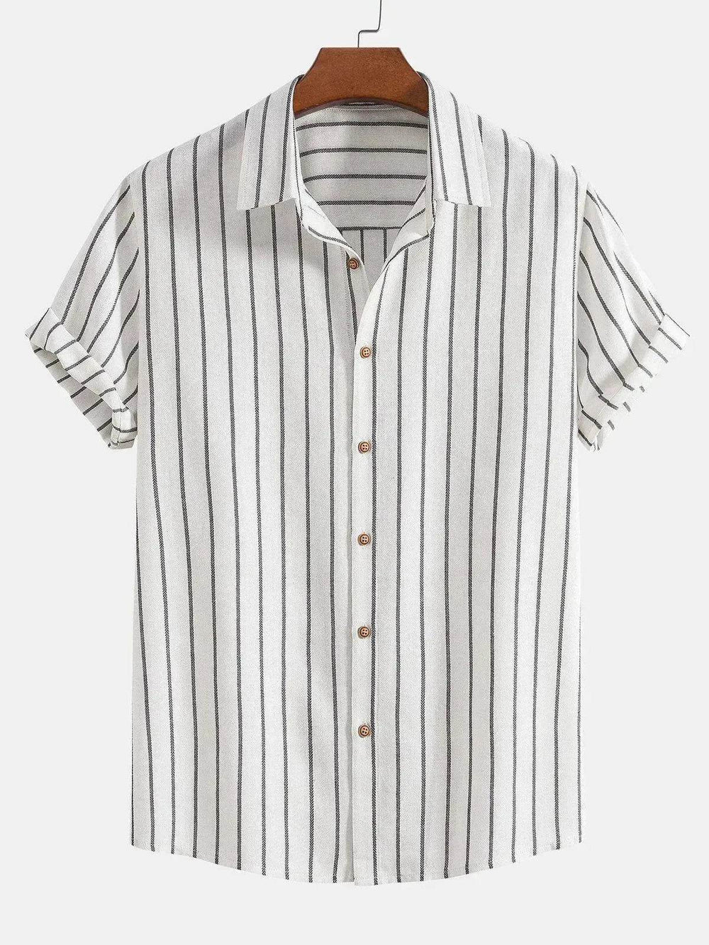 Striped Digital Printing Men's Short-sleeved Shirt - EX-STOCK Canada