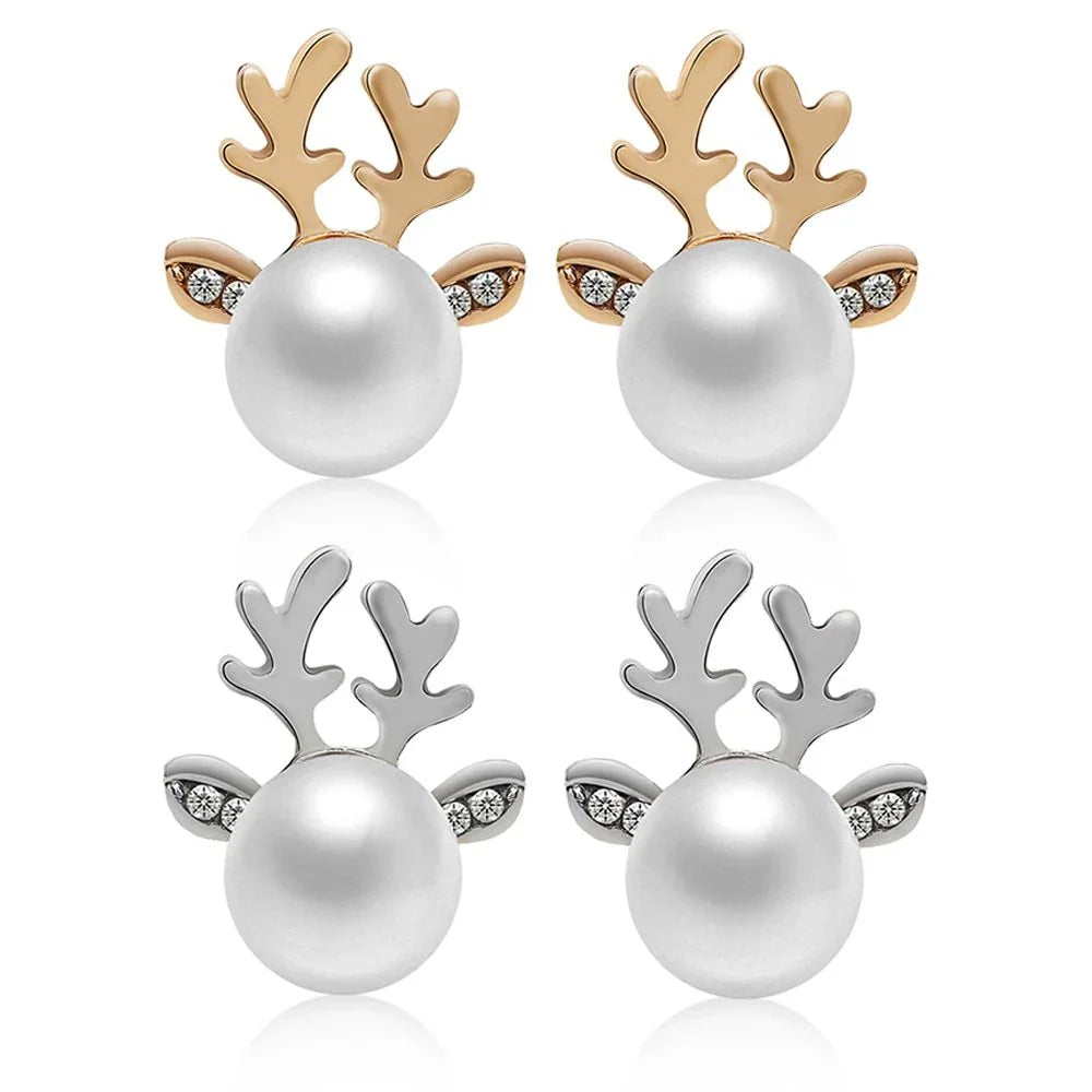 Stud Earrings Christmas Pearl Antlers Earrings EX-STOCK Canada
