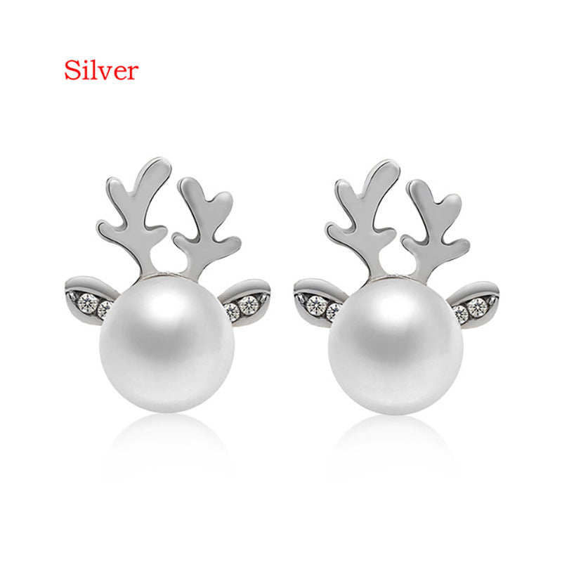 Stud Earrings Christmas Pearl Antlers Earrings EX-STOCK Canada