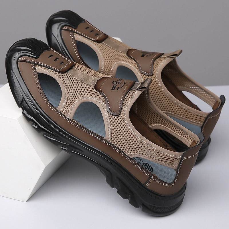 Summer Breathable Men's Sandals Hollow Mesh Surface Casual All-match Hole Outdoor Travel Soft Bottom Slip On Beach Shoes EX-STOCK CANADA