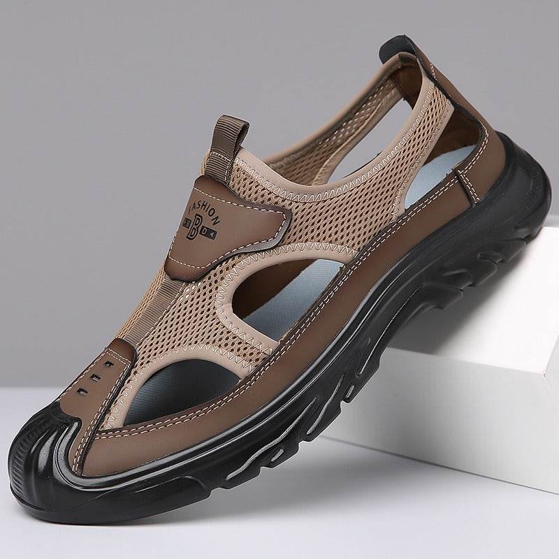 Summer Breathable Men's Sandals Hollow Mesh Surface Casual All-match Hole Outdoor Travel Soft Bottom Slip On Beach Shoes EX-STOCK CANADA