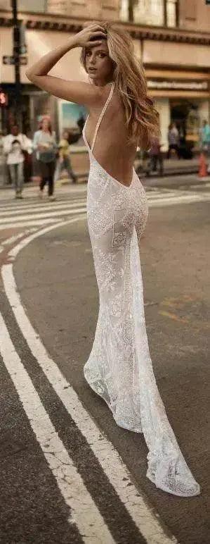 Robe longue d'été sans manches à col halter, élégante et charmante, dos nu, robe de soirée pour femmes - EX-STOCK Canada