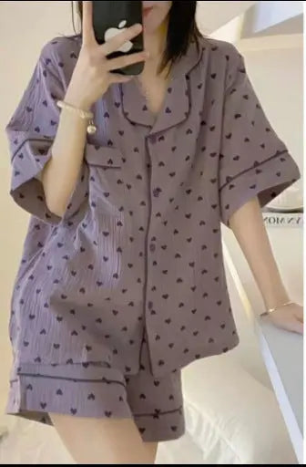 Summer Japanese Bubble Cotton Cute Orange Pajamas For Women - EX-STOCK Canada