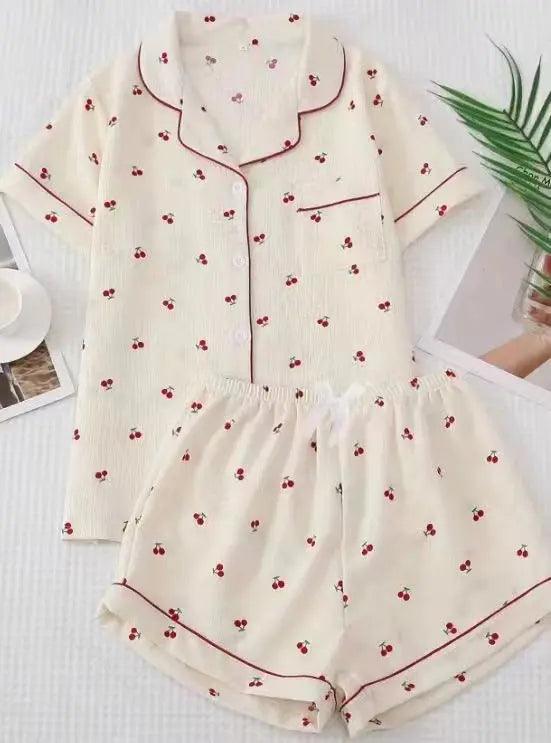 Summer Japanese Bubble Cotton Cute Orange Pajamas For Women - EX-STOCK Canada