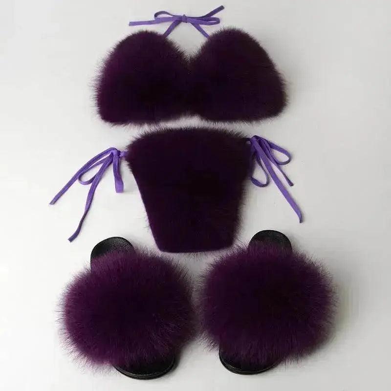 Nouvelle Lingerie d'Été Fourrure de Renard Couleur Unie Fendue - EX-STOCK Canada