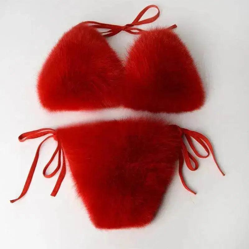 Nouvelle Lingerie d'Été Fourrure de Renard Couleur Unie Fendue - EX-STOCK Canada