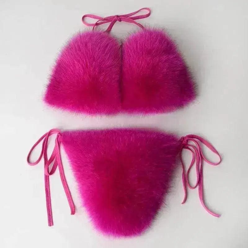 Nouvelle Lingerie d'Été Fourrure de Renard Couleur Unie Fendue - EX-STOCK Canada