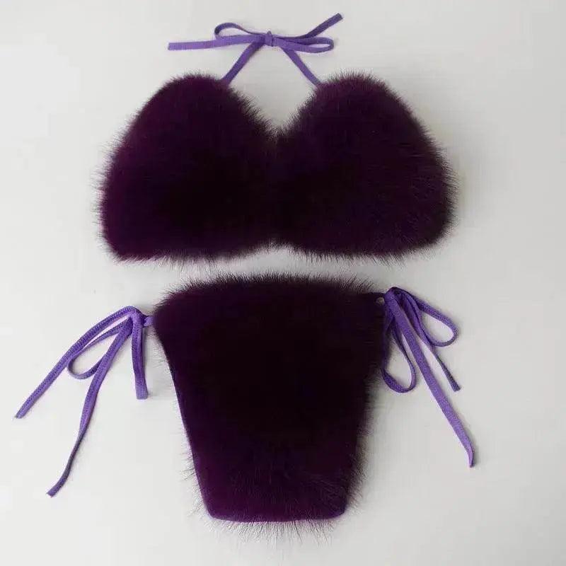 Nouvelle Lingerie d'Été Fourrure de Renard Couleur Unie Fendue - EX-STOCK Canada