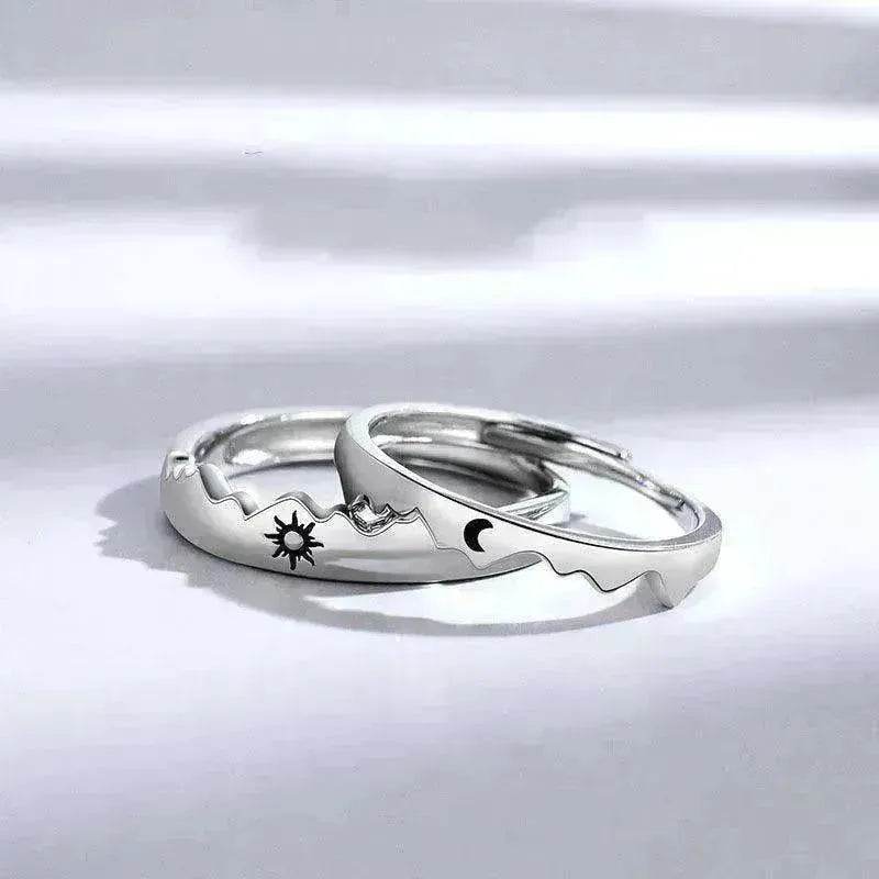 Sun Moon Couple Ring Sterling Silver Luxury Niche Design Sense Ring - EX-STOCK CANADA