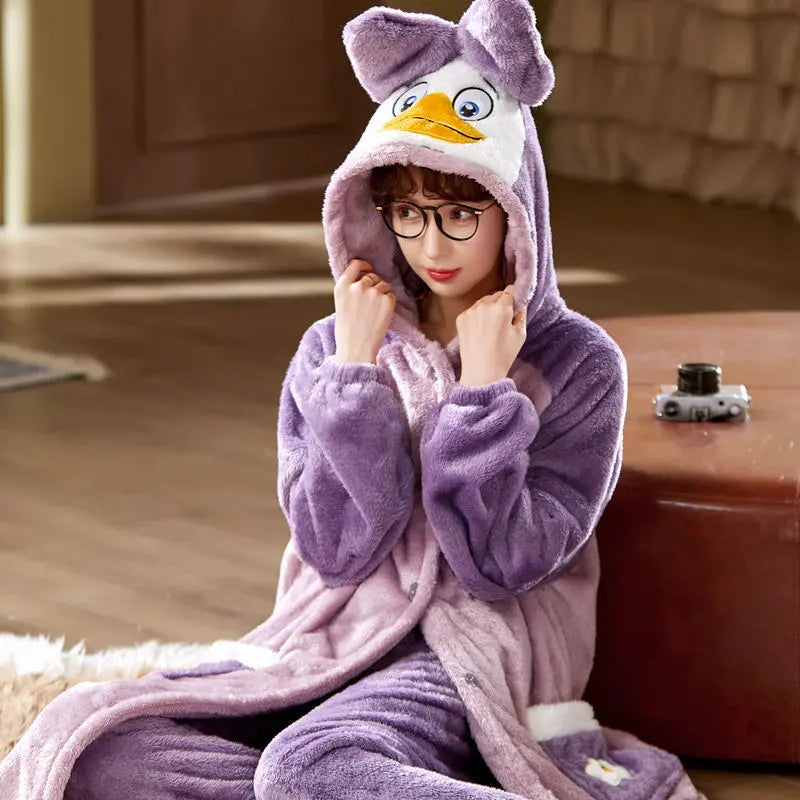 Sweet Fall Pajamas Flannel Nightgown Women - EX-STOCK Canada