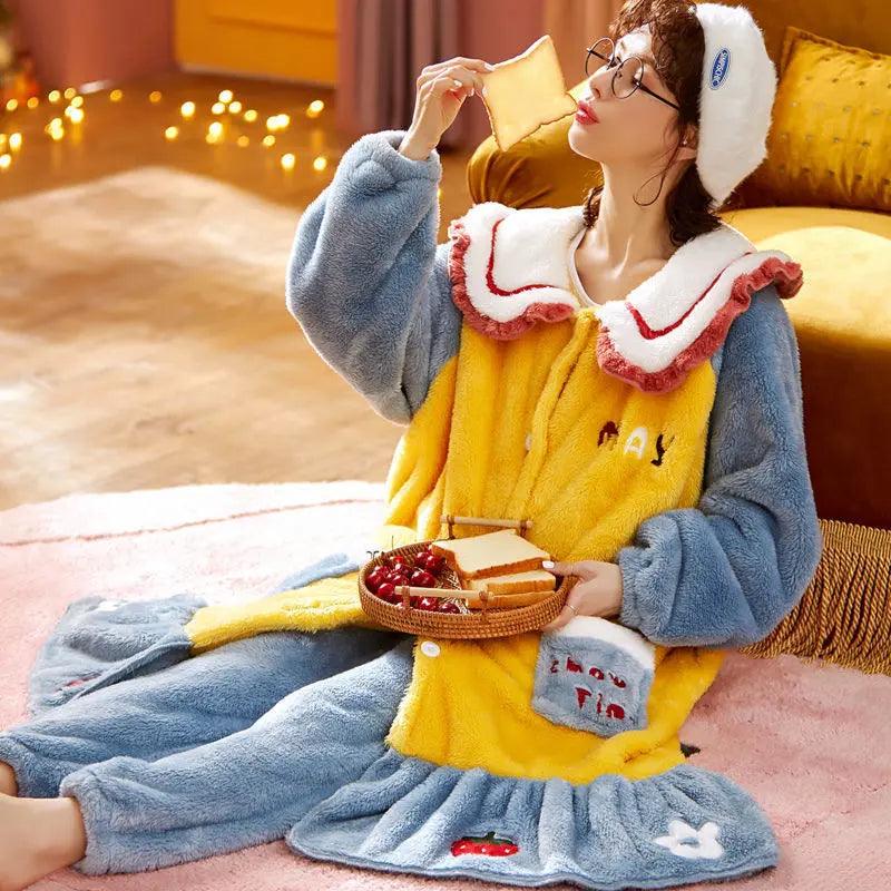 Sweet Fall Pajamas Flannel Nightgown Women - EX-STOCK Canada