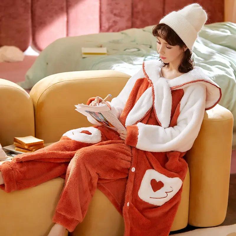 Sweet Fall Pajamas Flannel Nightgown Women - EX-STOCK Canada
