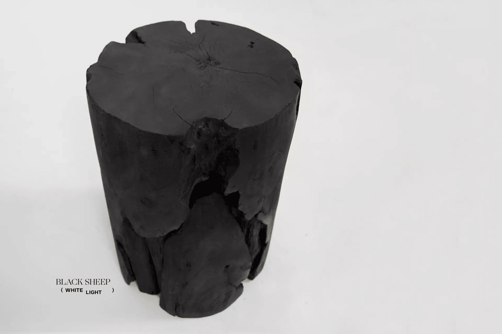Table d'appoint ronde ou tabouret en teck brûléEX-STOCK Canada
