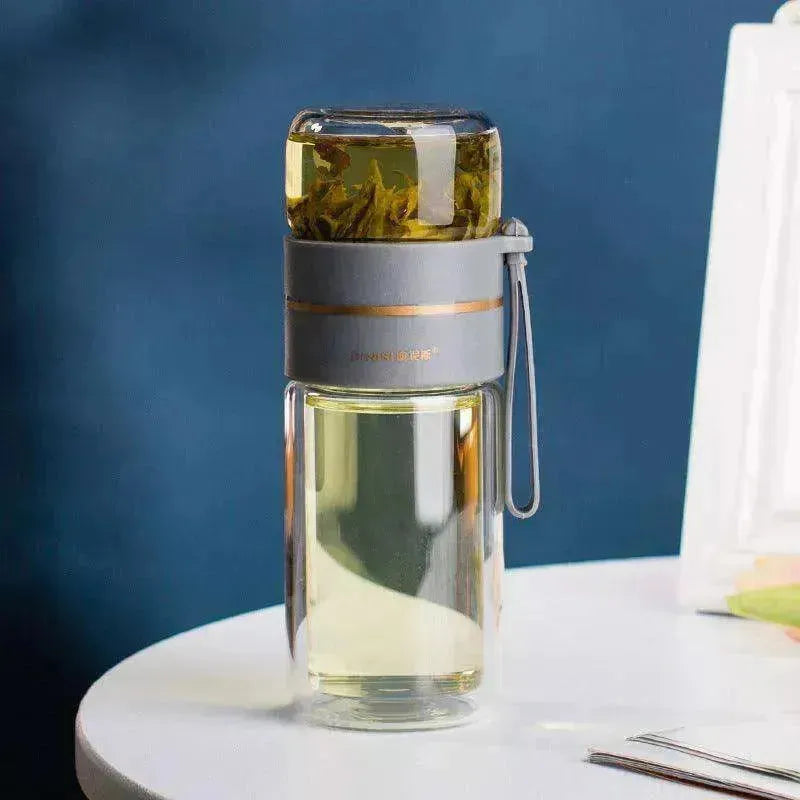 Tea Infuser Filter Separation Double Wall Glass Bottle - EX-STOCK CANADA