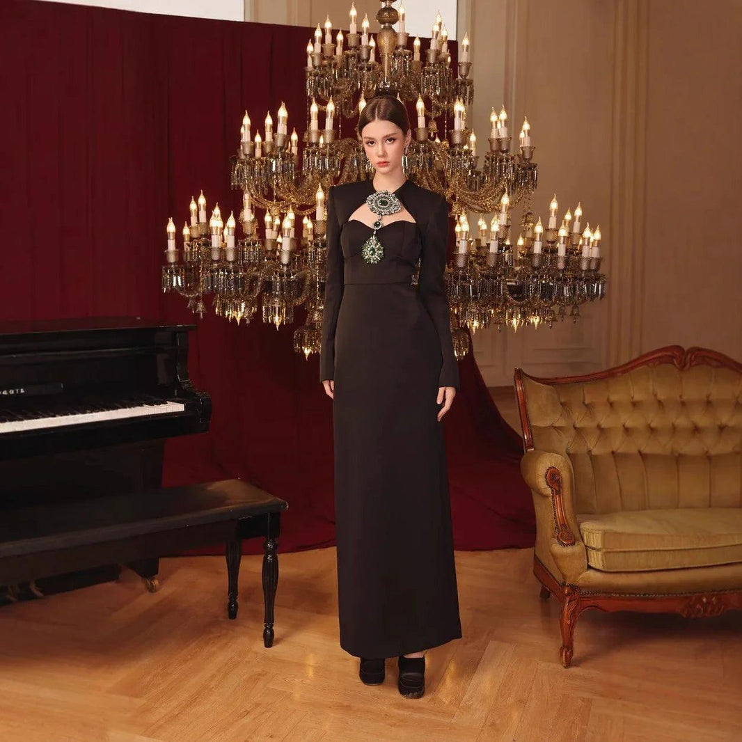 Temperament Long Sleeve Bandage Tight European And American Diamond Dinner Dress EX-STOCK Canada