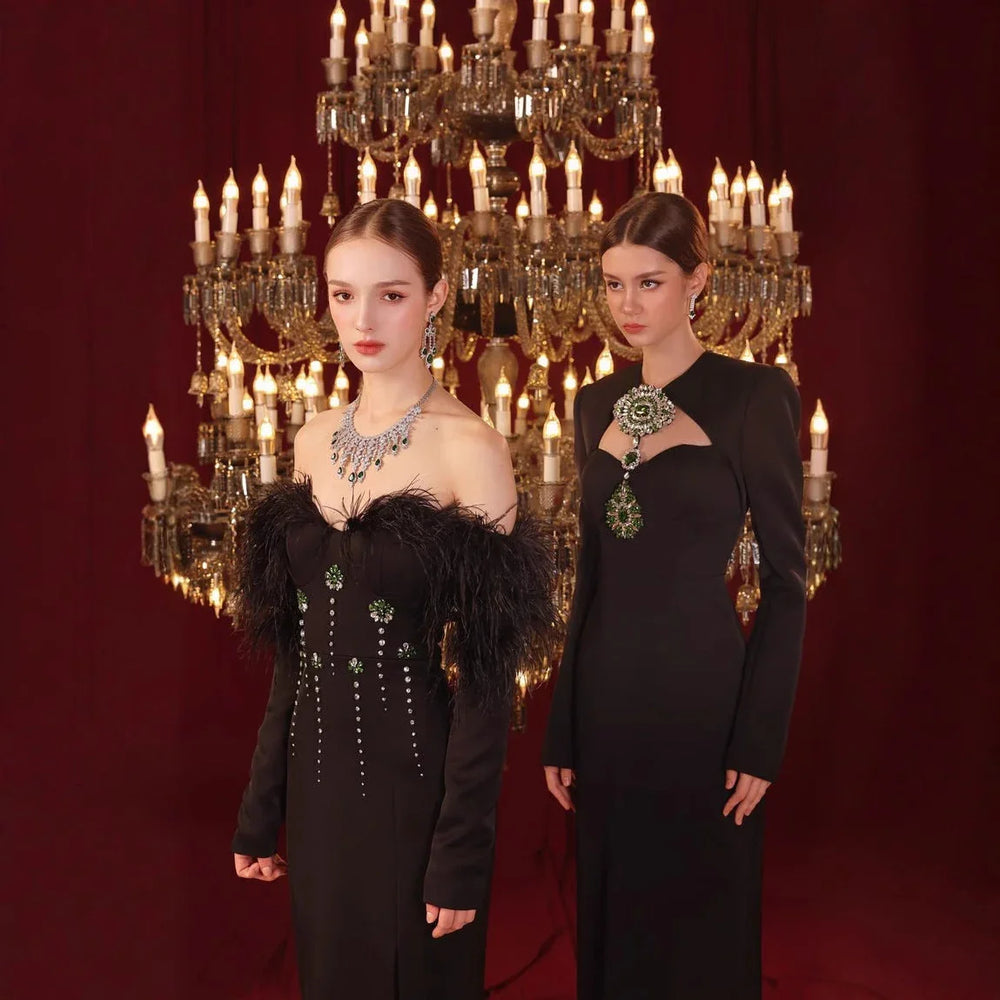 Temperament Long Sleeve Bandage Tight European And American Diamond Dinner Dress EX-STOCK Canada