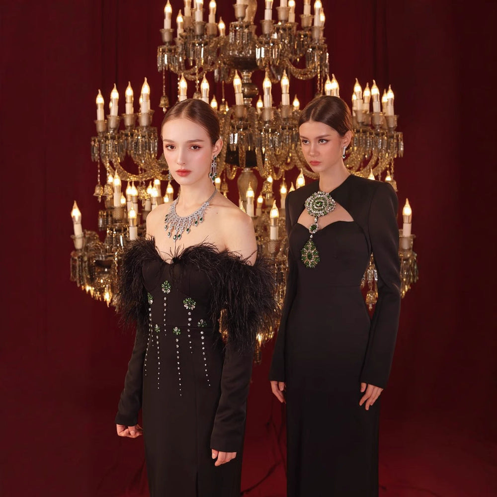 Temperament Long Sleeve Bandage Tight European And American Diamond Dinner Dress EX-STOCK Canada