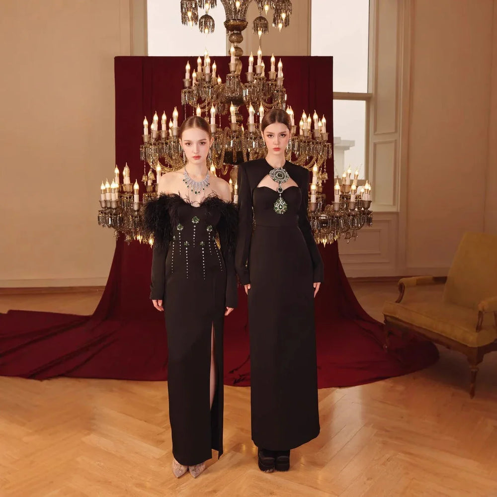 Temperament Long Sleeve Bandage Tight European And American Diamond Dinner Dress EX-STOCK Canada