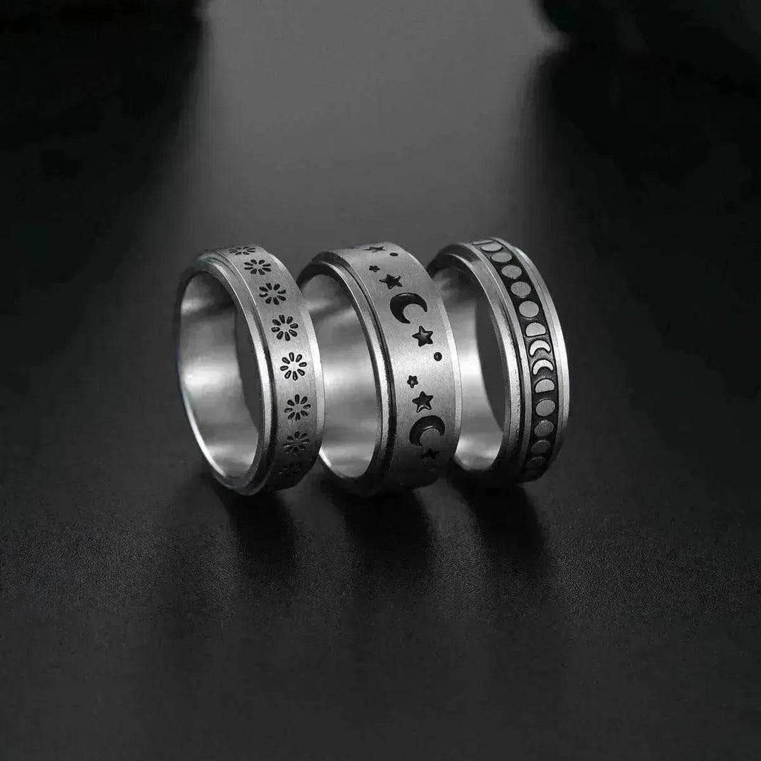 The Stars And The Moon Rotating Titanium Steel Women Ring - EX-STOCK Canada