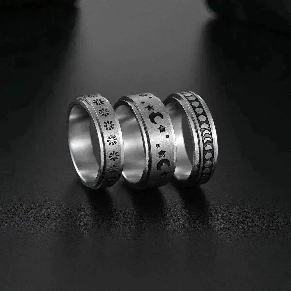 The Stars And The Moon Rotating Titanium Steel Women Ring - EX-STOCK Canada