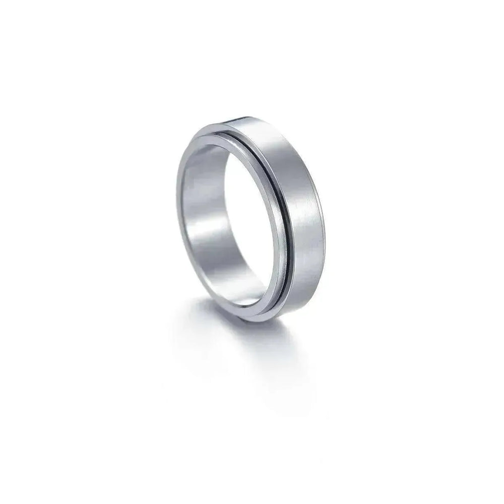 Bague pour femme en acier inoxydable titane avec étoiles et lune rotatives - EX-STOCK CANADA