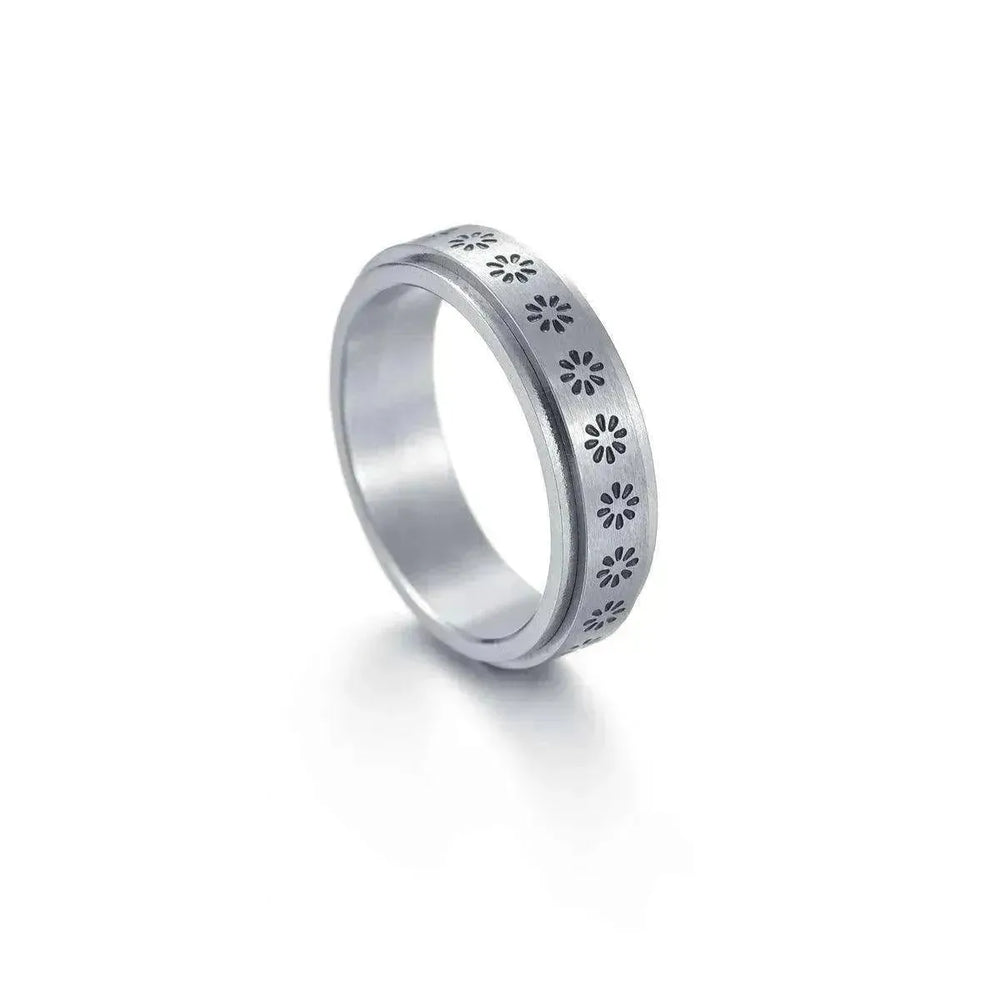 Bague pour femme en acier inoxydable titane avec étoiles et lune rotatives - EX-STOCK CANADA