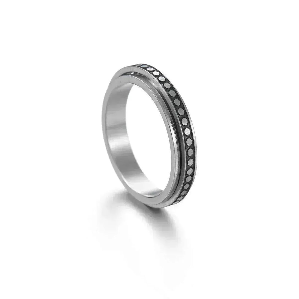Bague pour femme en acier inoxydable titane avec étoiles et lune rotatives - EX-STOCK CANADA