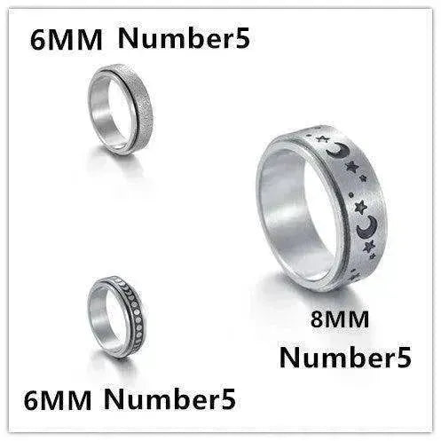 Bague pour femme en acier inoxydable titane avec étoiles et lune rotatives - EX-STOCK CANADA