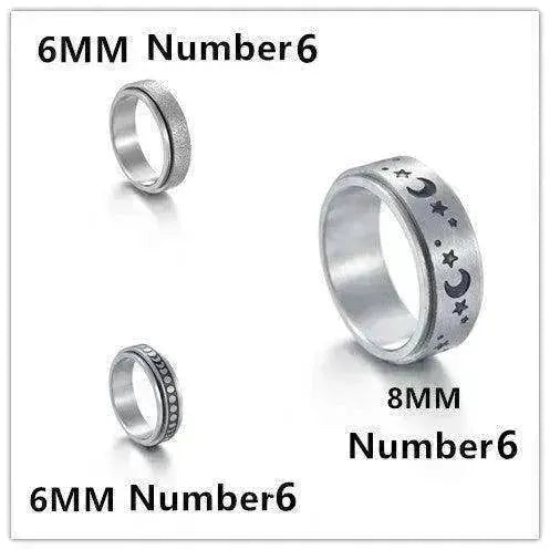 Bague pour femme en acier inoxydable titane avec étoiles et lune rotatives - EX-STOCK CANADA