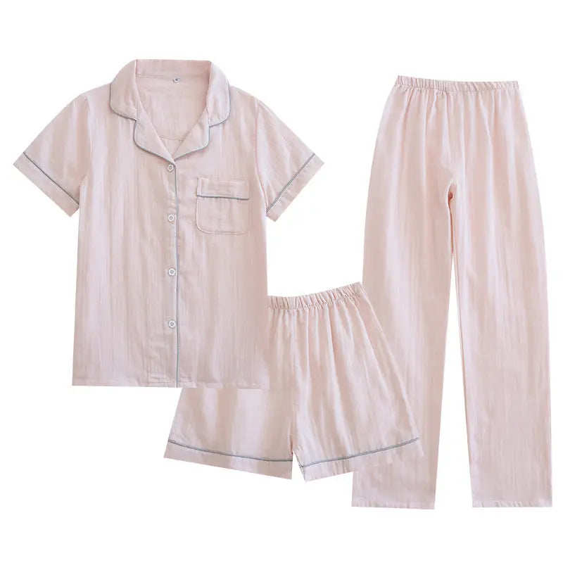 Three-piece Cotton Gauze Pajamas For Women - EX-STOCK Canada