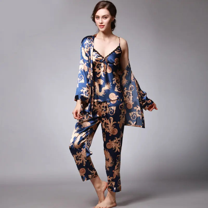 Three-piece silk pajamas for women - EX-STOCK Canada