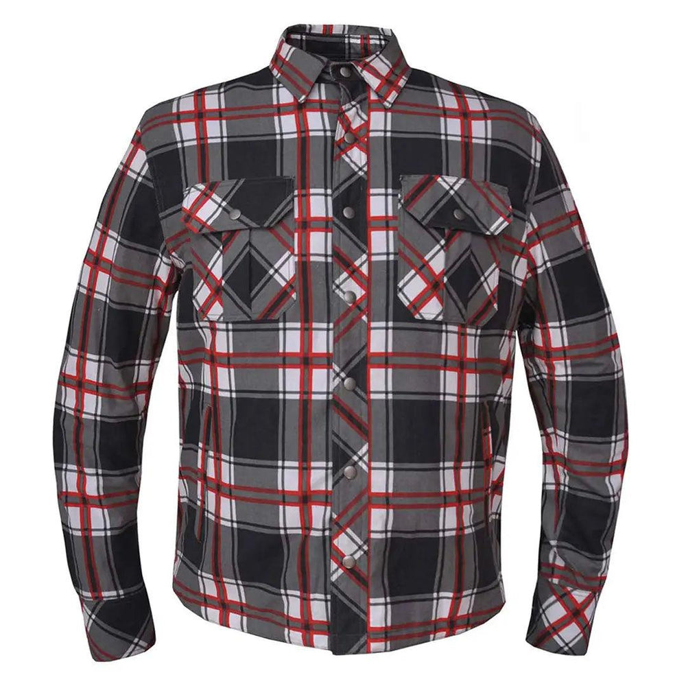 Unik International Men's Red and White Riding Flannel Armoured Shirt EX-STOCK Canada