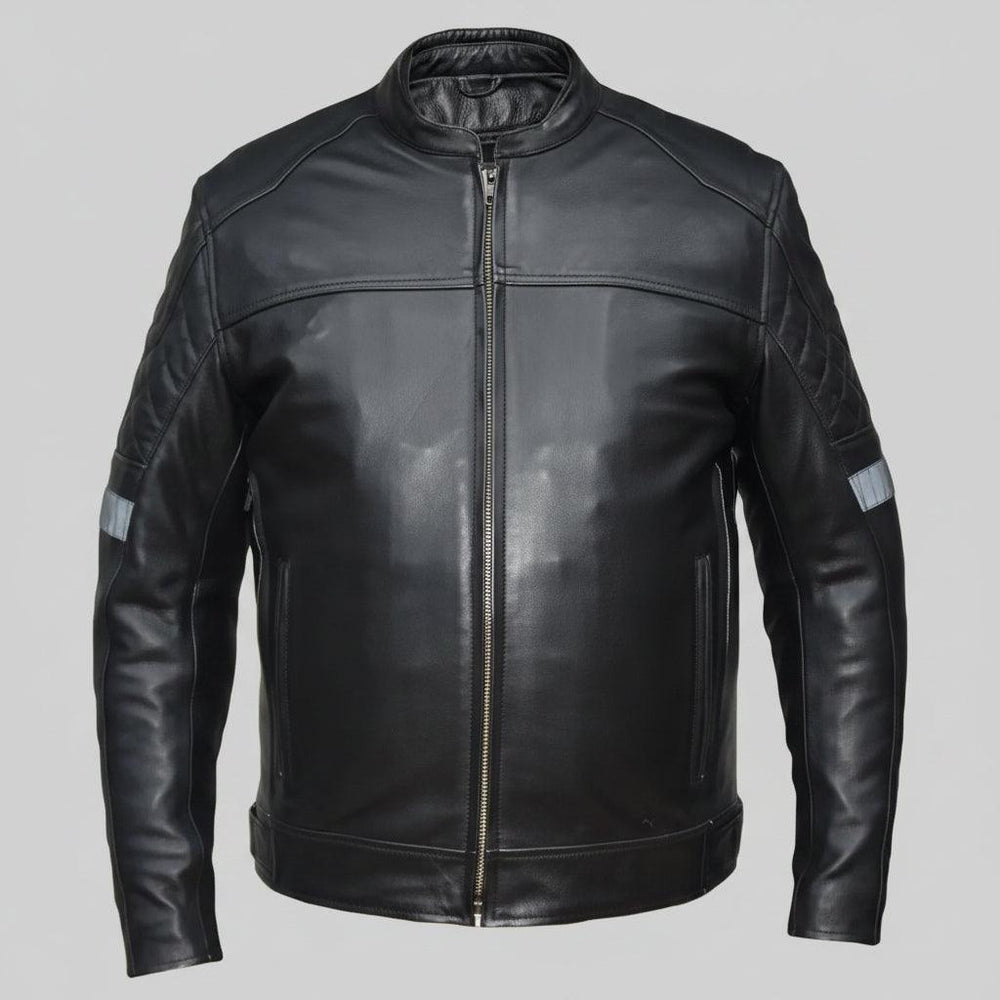 Unik International Men's Reflective Stripe Motorcycle Jacket