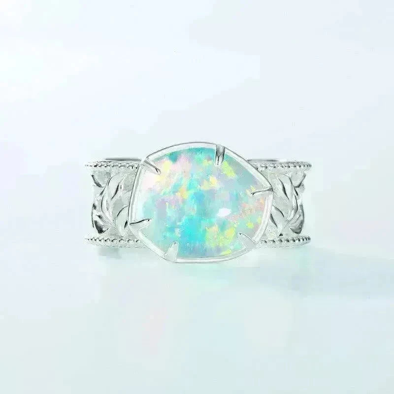 Unique and Simple Geometric Opal S925 Sterling Silver Ring - EX-STOCK CANADA
