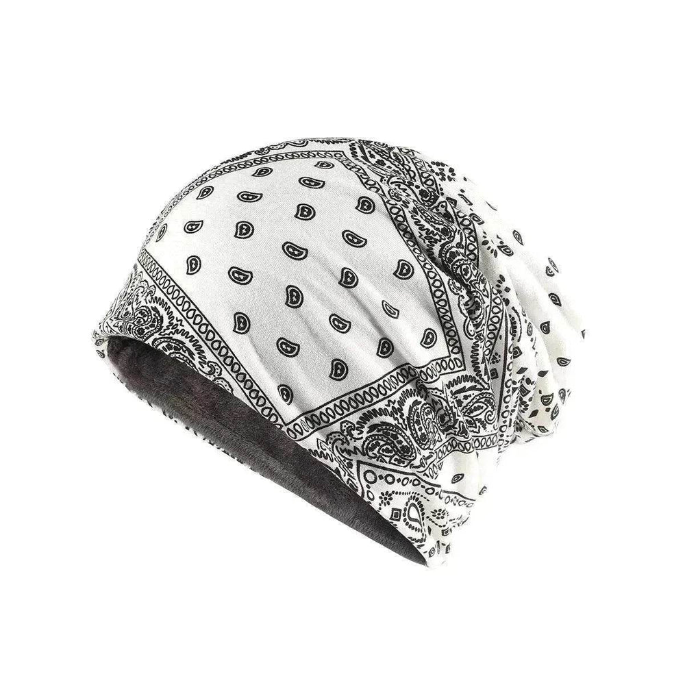 Unisex Autumn Windproof Earmuff Head Cashew Flower Print Pile Hood Hat - EX-STOCK Canada