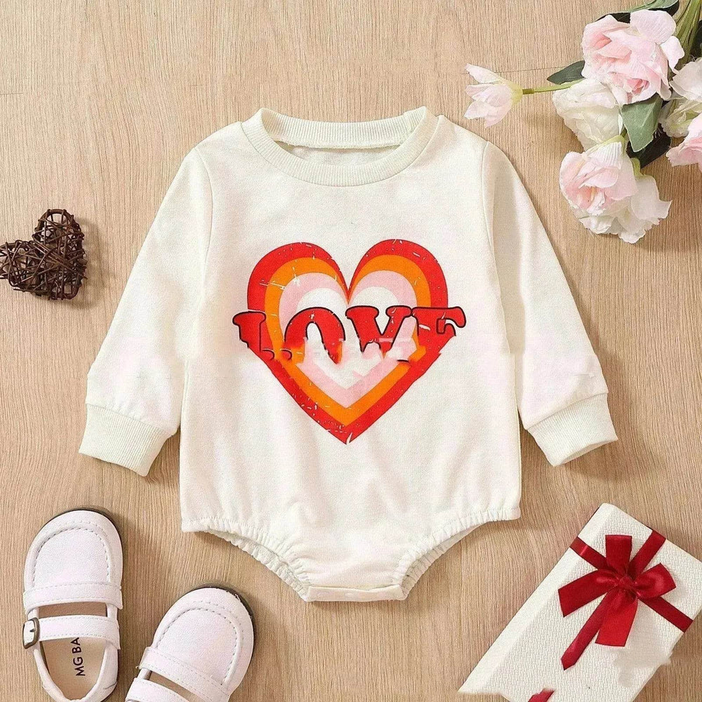 Unisex Baby's Valentine's Day Three Series Of Love Long-sleeved Triangle Rompers - EX-STOCK Canada
