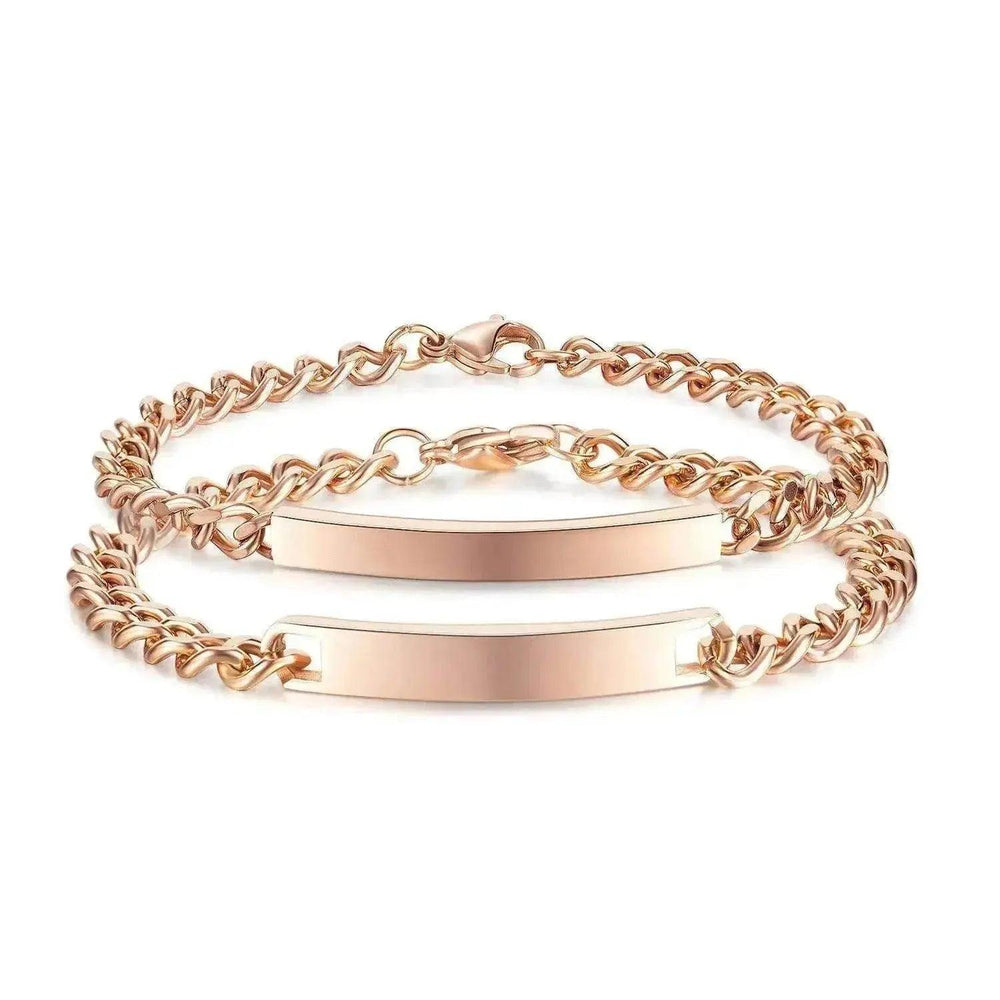 Bracelet en acier titane unisexe à plaque courbée plaqué or rose - EX-STOCK Canada
