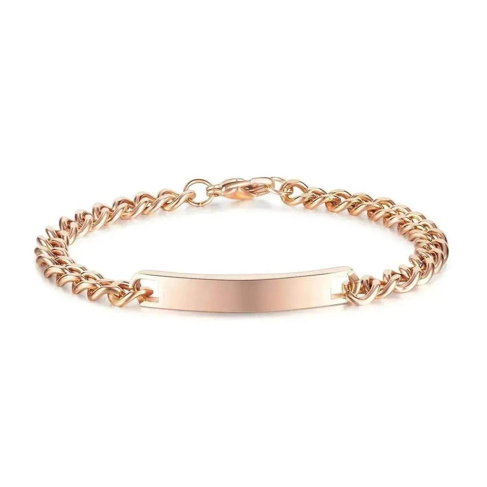 Bracelet en acier titane unisexe à plaque courbée plaqué or rose - EX-STOCK Canada