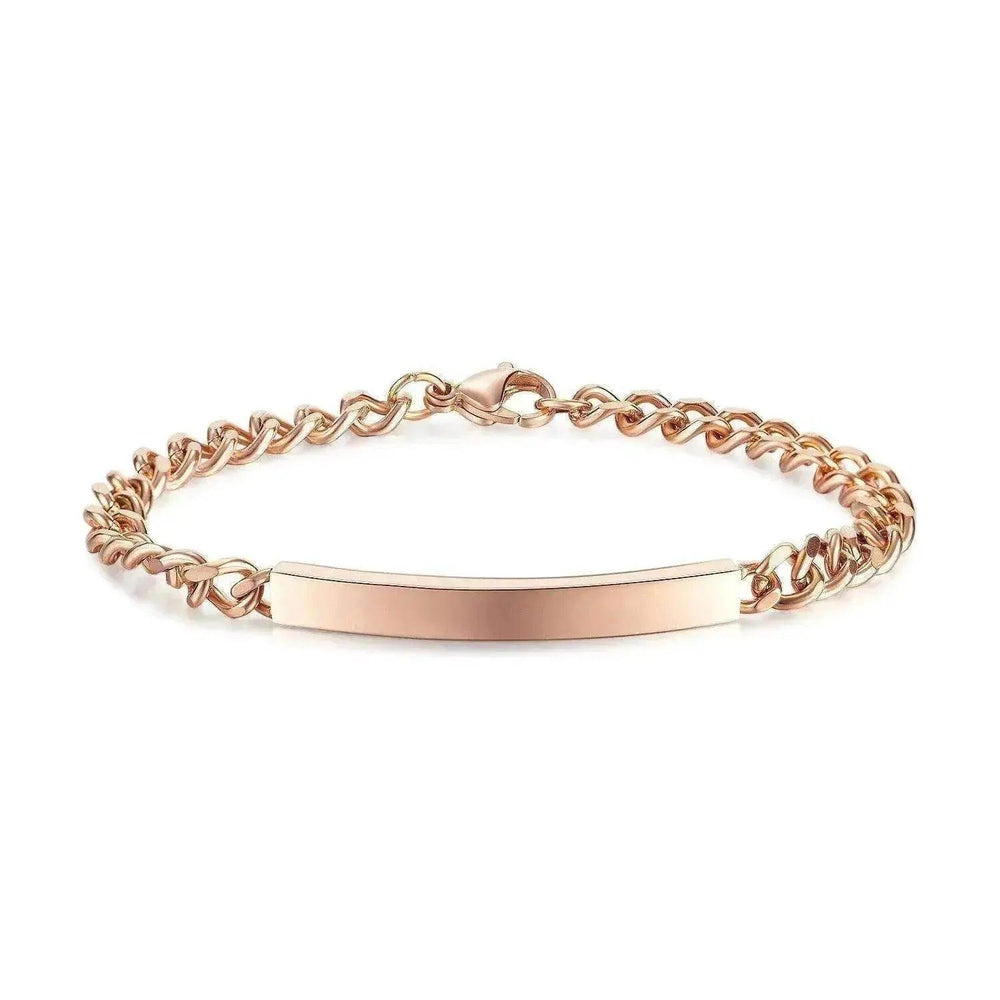Bracelet en acier titane unisexe à plaque courbée plaqué or rose - EX-STOCK Canada