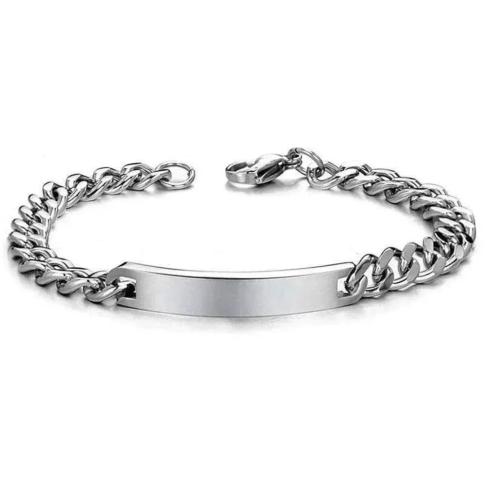 Bracelet en acier titane unisexe à plaque courbée plaqué or rose - EX-STOCK Canada