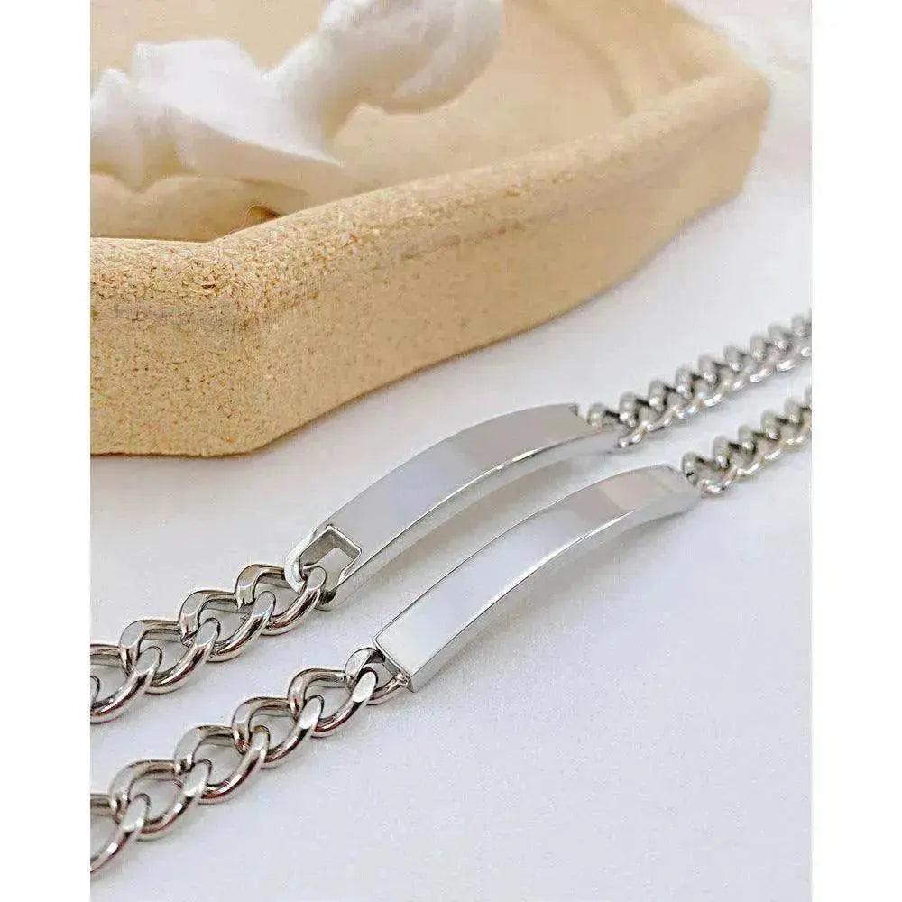 Bracelet en acier titane unisexe à plaque courbée plaqué or rose - EX-STOCK Canada