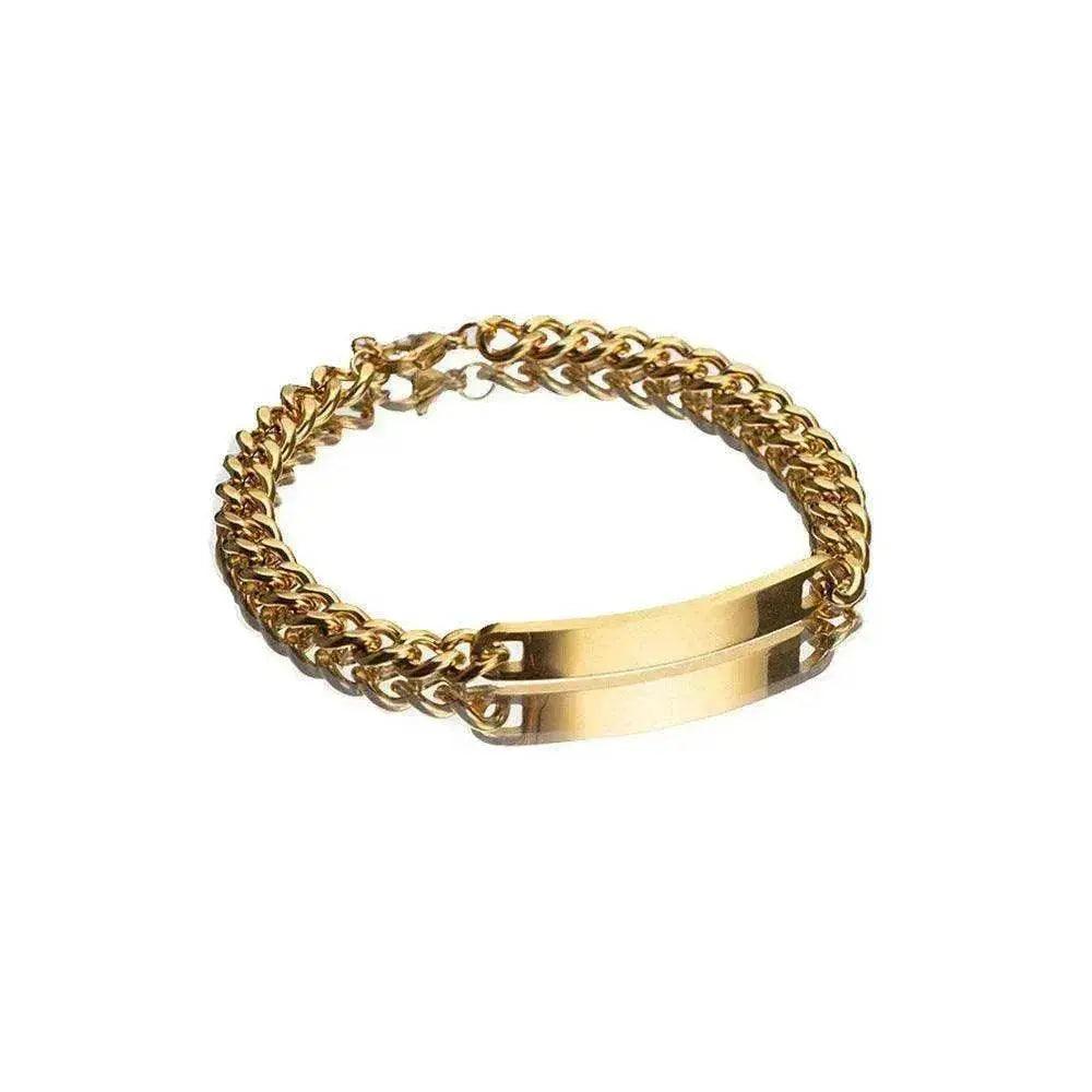 Bracelet en acier titane unisexe à plaque courbée plaqué or rose - EX-STOCK Canada