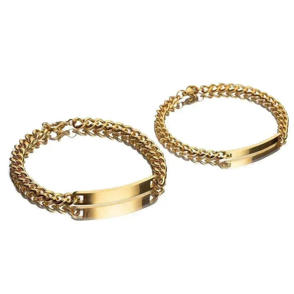 Bracelet en acier titane unisexe à plaque courbée plaqué or rose - EX-STOCK Canada